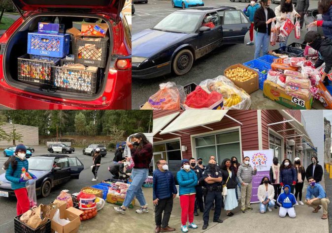 Distribution of free groceries