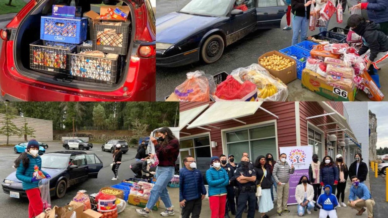 Distribution of free groceries