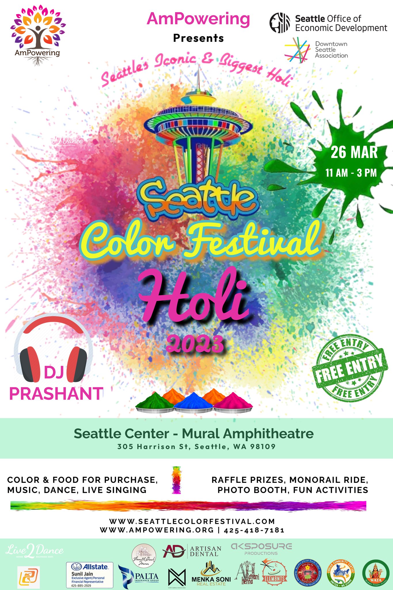 Seattle Color Festival Holi 2023 AmPowering Transforming Lives